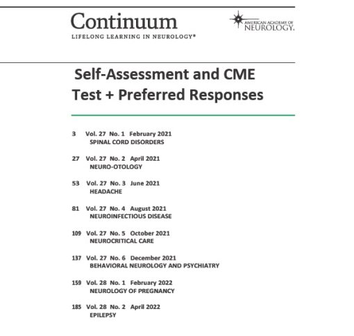 Continuum Neurology: Self-Assessment and CME Test